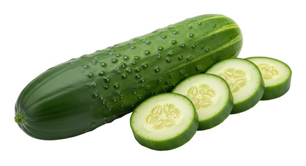 Isolated Whole and Sliced Cucumber