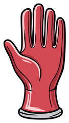 Obraz premium Red rubber cleaning glove cartoon illustration for housework and protection