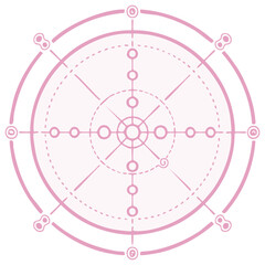 Abstract Pink Circle Diagram with Geometric Elements and Lines