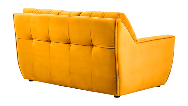 Tufted yellow sofa isolated on white background isolated on a transparent background