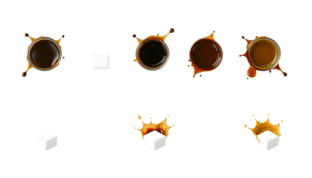 Coffee Splash Sequence with Sugar Cube
