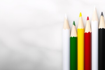 Colorful pencils lined vertically, educational and creative school concept