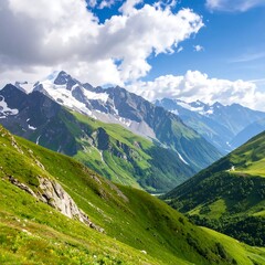 Mountain Valley Landscape, Summer Day