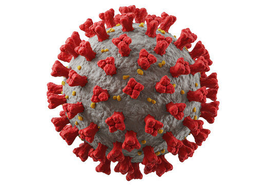 Closeup view of the sarscov2 virus, responsible for the covid19 pandemic, presented on a transparent background