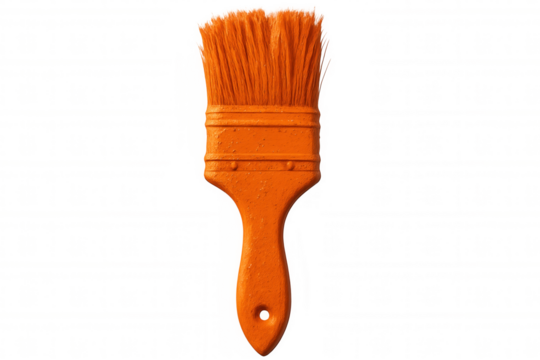 Orange paintbrush painting on transparent background, perfect for home renovation and diy projects