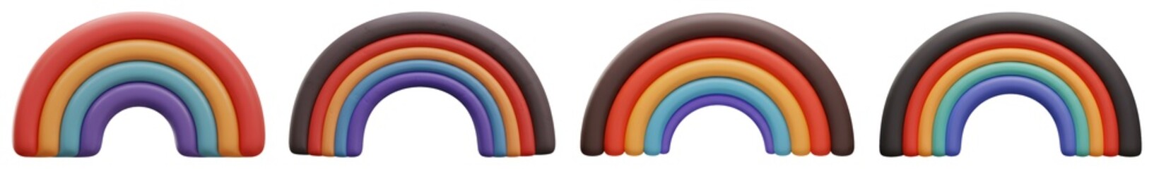 Obraz premium Vibrant Rainbow Collection Featuring Differing Color Palettes On Transparent Background