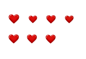 Red Hearts Array on Transparent Background