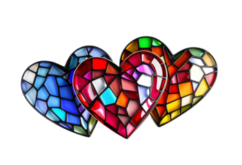 Stained Glass Heart Quartet Vibrant Love and Affection