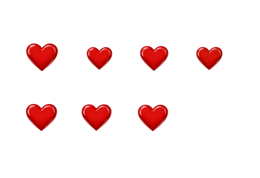 Red Hearts Array on Transparent Background