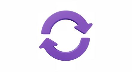 3D Purple Refresh Sync Arrows Icon Isolated on Transparent PNG Background