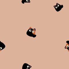 Halloween seamless pattern with cats