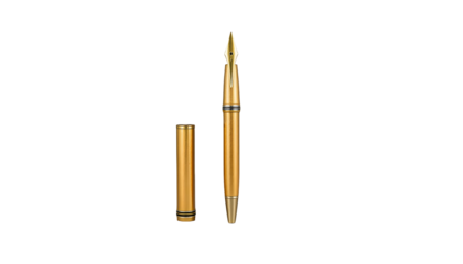 Elegant Golden Fountain Pen with Cap Separated