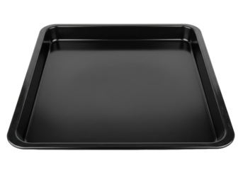 Isolated Empty Black Non-Stick Rectangular Baking Tray for Ovens