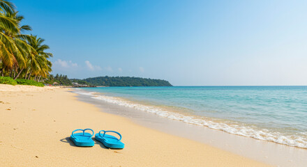 Relaxing Tropical Beach Paradise with Turquoise Ocean Water and Palm Trees