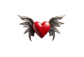 3D Red Heart with Wings