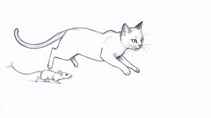 Obraz premium Running Cat Sketch