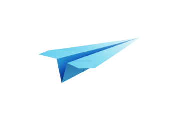 Isolated Blue Origami Paper Airplane Symbolizing Freedom and Communication