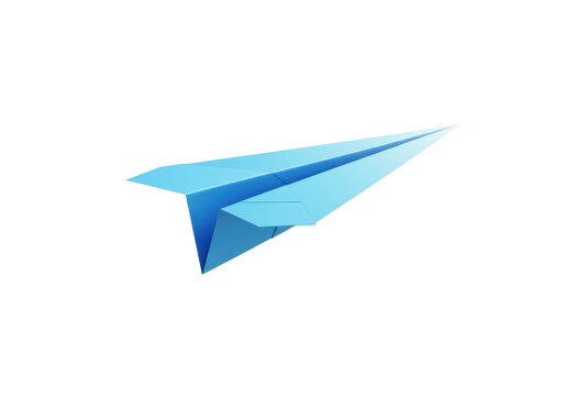 Isolated Blue Origami Paper Airplane Symbolizing Freedom and Communication