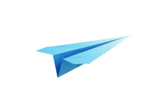 Isolated Blue Origami Paper Airplane Symbolizing Freedom and Communication