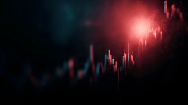 Moody trading chart on dark screen with dramatic lighting - Powered by Adobe