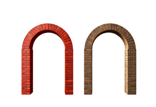 Two Arched Brick Structures Architectural Elements