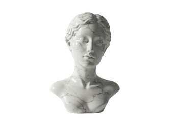 Isolated Classical White Marble Bust of a Serene Woman from Antiquity