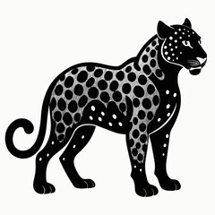 Black jaguar silhouette isolated on white background