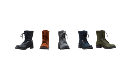 Variety of Combat Boots in Different Colors and Styles