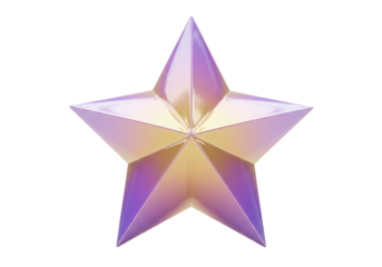 Isolated Iridescent 3D Five-Pointed Star with Holographic Finish