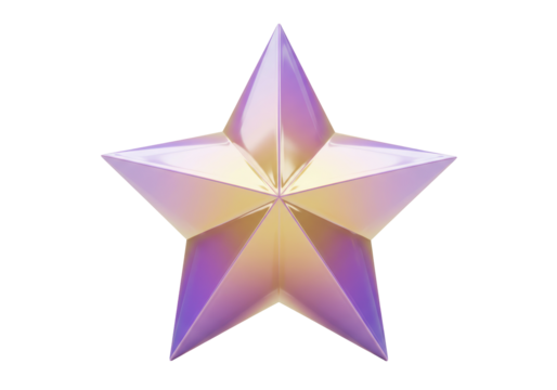 Isolated Iridescent 3D Five-Pointed Star with Holographic Finish