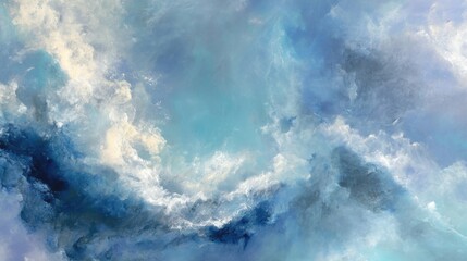 Vibrant deep blue ocean water swirling with white foamy waves. Dynamic liquid movement creates an abstract turbulent background texture.