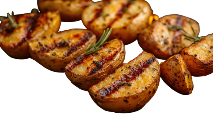 Baked or fried potato wedges isolated on white