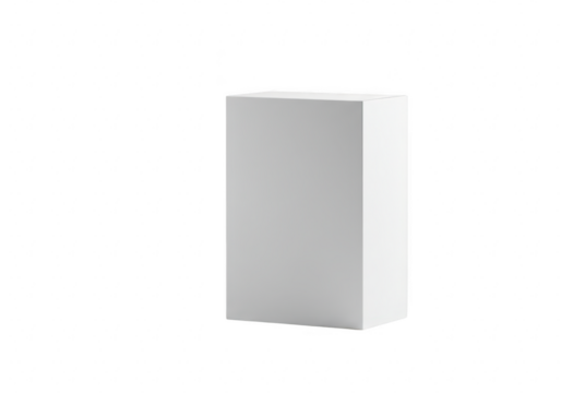 A small, blank white rectangular box, isolated on transparent background