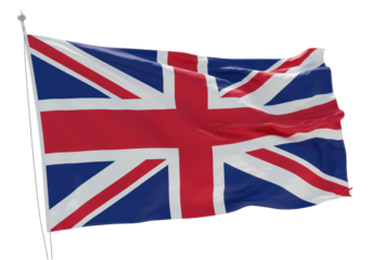 Isolated Waving Flag of the United Kingdom, the Union Jack