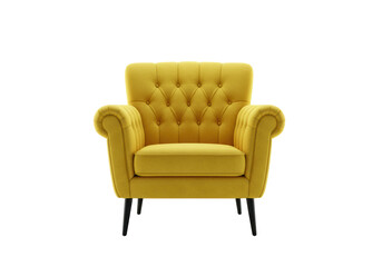 Isolated Stylish Yellow Tufted Armchair with Modern Design
