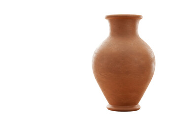 Isolated Rustic Handmade Terracotta Clay Vase