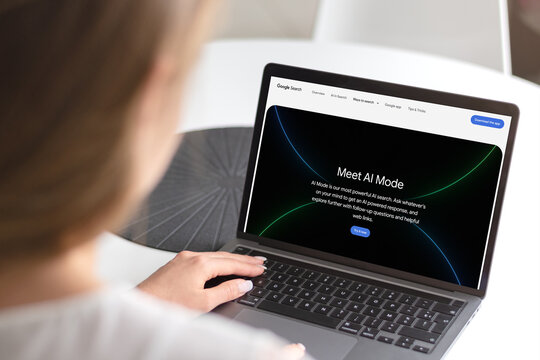 Guilherand-Granges, France - August 22, 2025. Google AI mode represents the integration of generative AI, powered by models like Gemini, into its core products like Search and Android OS.