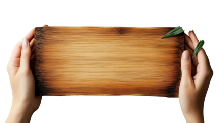 Bamboo sign plate cut out on white background