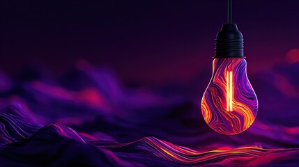Abstract light bulb illustration with vibrant colors and swirling patterns