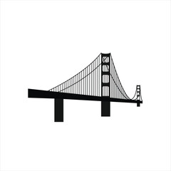 Majestic Silhouette of a Suspension Bridge Spanning a Wide River