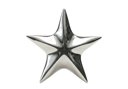 Isolated Shiny 3D Silver Star Symbol of Success and Achievement