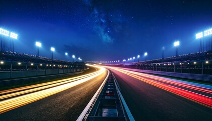 Night Race Track Speed Light Trails