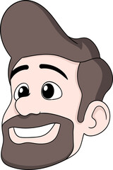 Smiling Cartoon Man with Beard Face Illustration