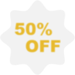 50 Percent Off Sale Badge in Glassmorphism Style, Isolated on Transparent Background