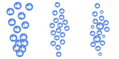 Vector falling hearts stream illustration social media reaction like love emoji icons border layout ui interface background colorful doodle celebration comment feedback sticker pattern set