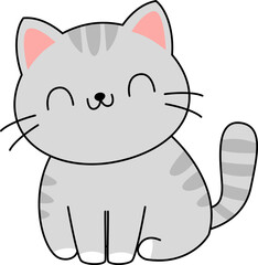 Cute Gray Striped Cat Illustration