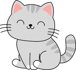 Illustration of a Gray Cartoon Cat