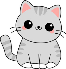 Cute Gray Striped Cat Illustration