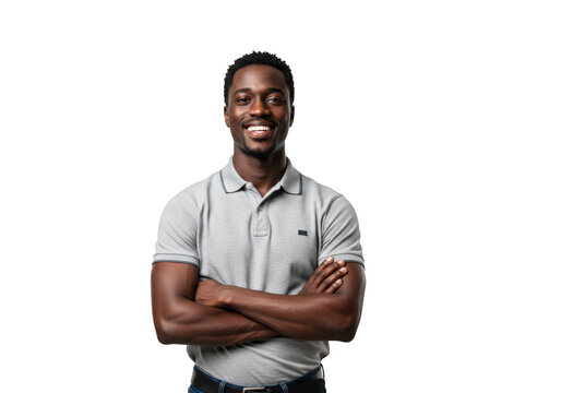 Young african american man with arms crossed smiling isolated on transparent background - Powered by Adobe