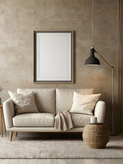 living room interior , white and beige tones living room